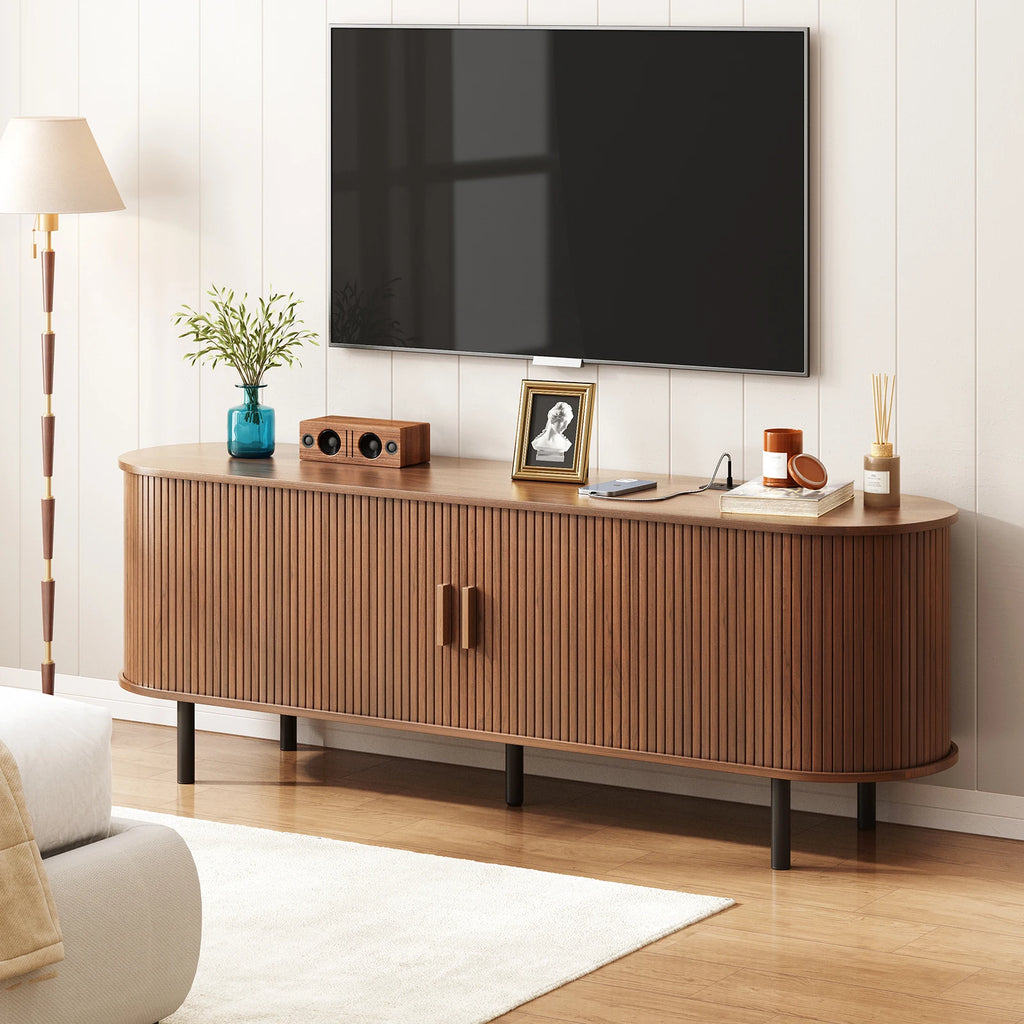 Entertainment Center Sliding Doors, Storage, Adjustable Shelves, Power Outlet