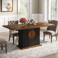 55" Rectangular Farmhouse Wood Dining Table for 4 to 6 People