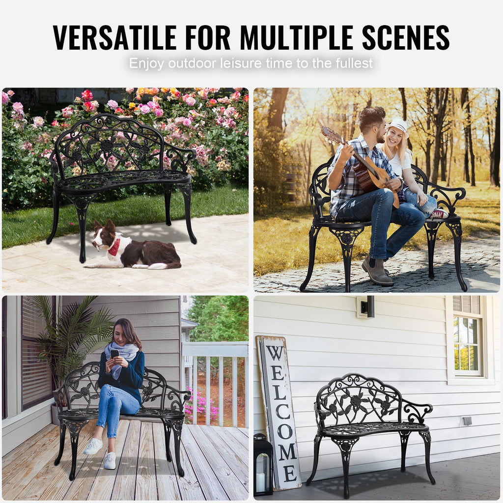 Outdoor Metal Garden Bench 480 lbs Load