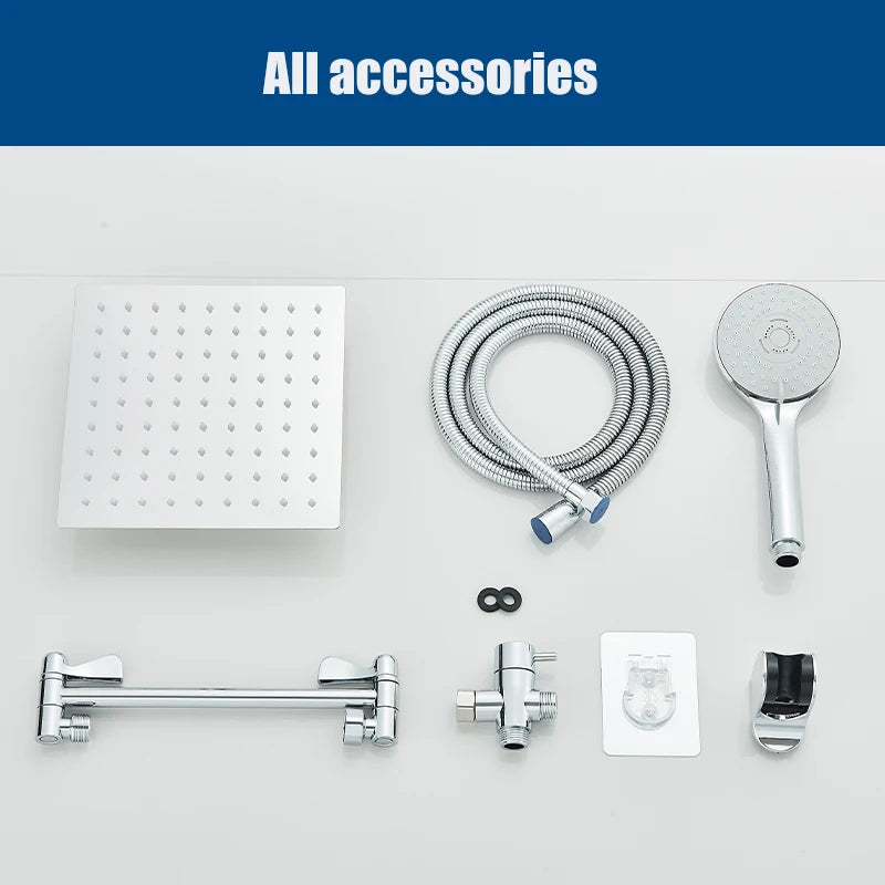 Rainfall 8"/10" High-Pressure Shower Head Concealed 2-In-1 Set,