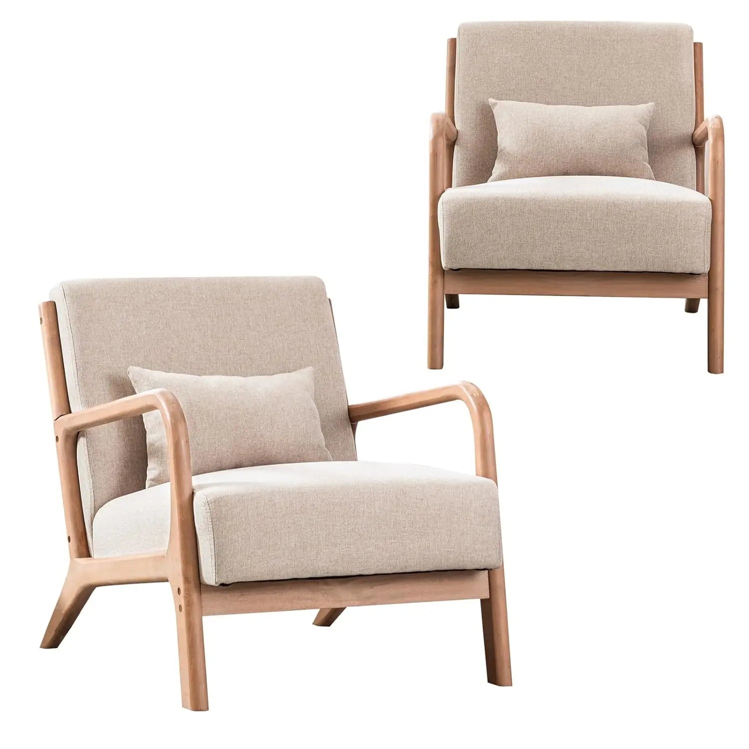 Mid-Century Modern Accent Chair Upholstered with Waist Cushion