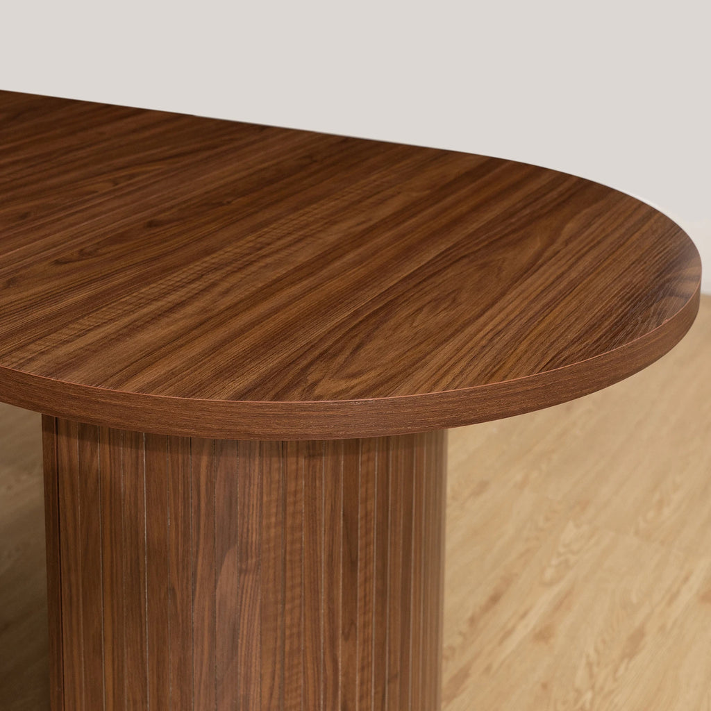 70.8IN Oval Dining Table for 6-8 Person, Semi-Cylindrical Legs Base
