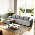 Cloud Boneless Sectional L-Shape 4-Seat Couch Ottoman 4 Pillows
