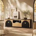 70IN Fluted TV Stand, Curved Profile, 2-Drawers, Storage Cabinets