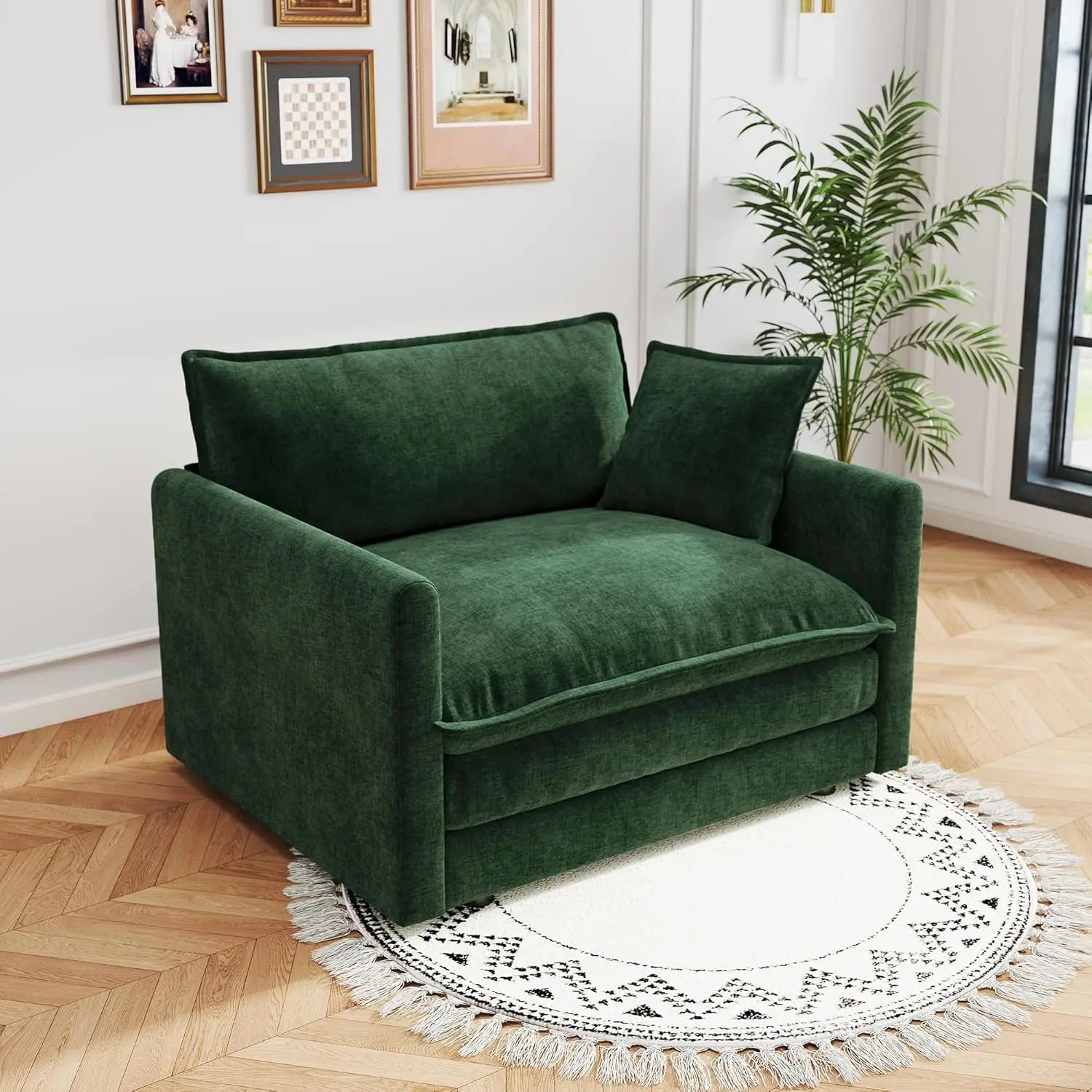 41.4" Sofa Cloud Couch, 1-Seat Chenille Deep Seat Pillow