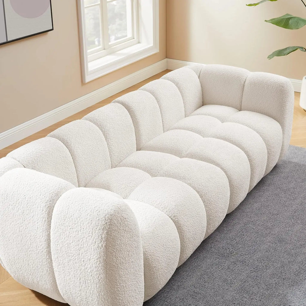 88" Oversized Boucle Fabric Sofa Tufted Deep Seat Couch, 3-Seats