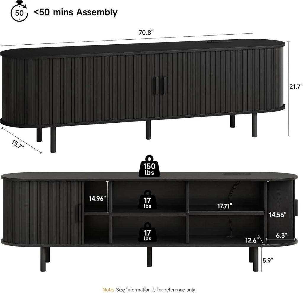 Entertainment Center Sliding Doors, Storage, Adjustable Shelves, Power Outlet