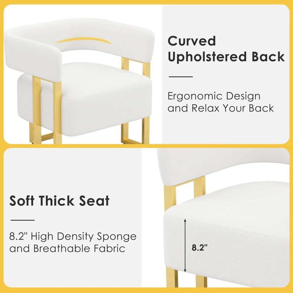 White Boucle Barrel Chairs Set of 2 Accent/Arm (White)