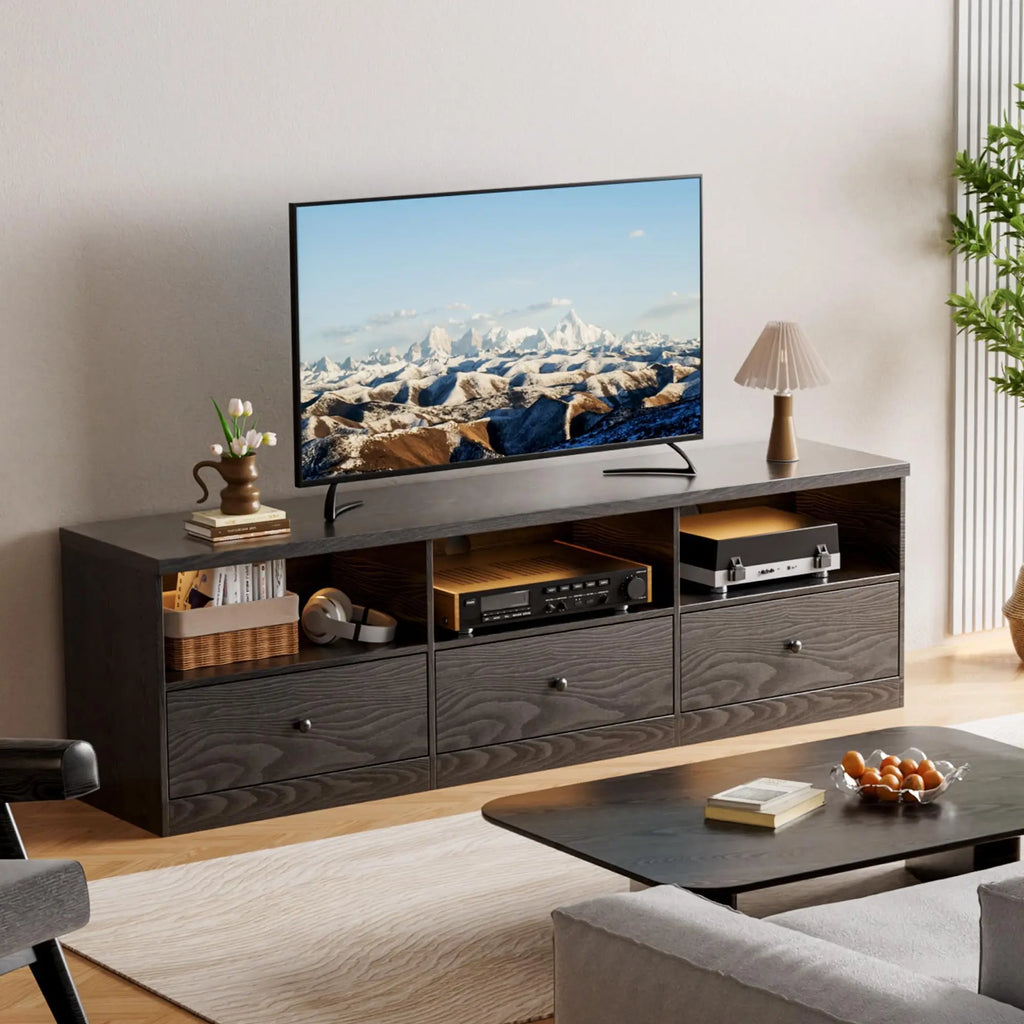 70IN TV Stand For Up To 80IN TV,  3 Drawers And Open Shelves