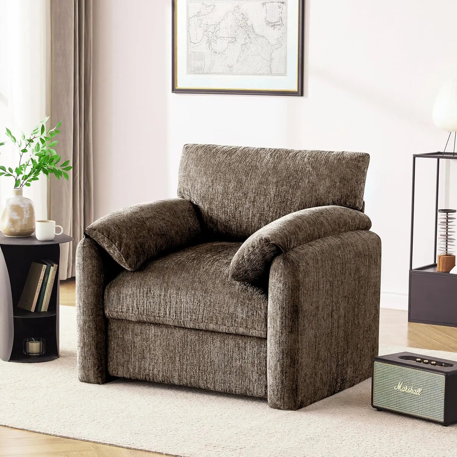 Chenille Oversized Armchair, 38.6" Wide Modern Lounge Chair