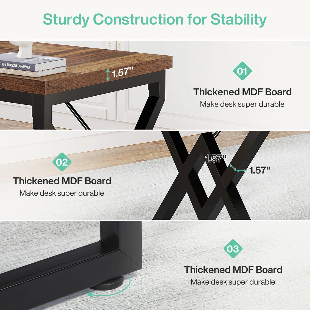 63" Large Executive Desk  / Home Office Desk, Metal Frame.