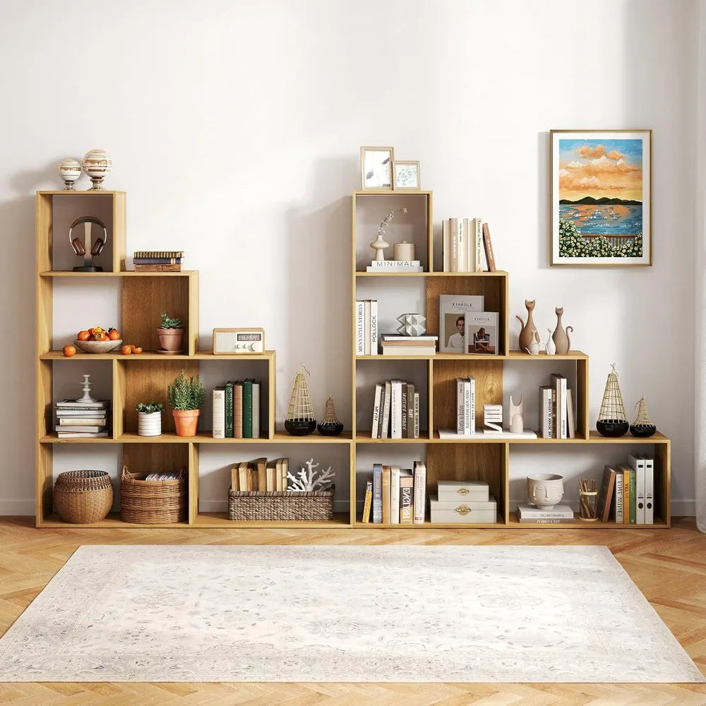 64" Tall, 4-Tier Step Bookshelf, 6 Cubes Ladder Anti-Tipping Kits