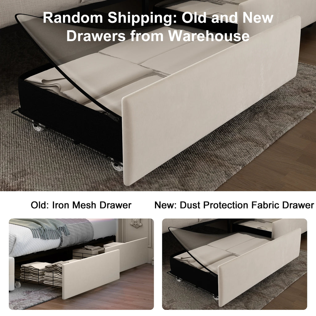LED Frame, Galaxy Projector, Bluetooth, USB Ports, 4 Drawers, No Box Spring Needed