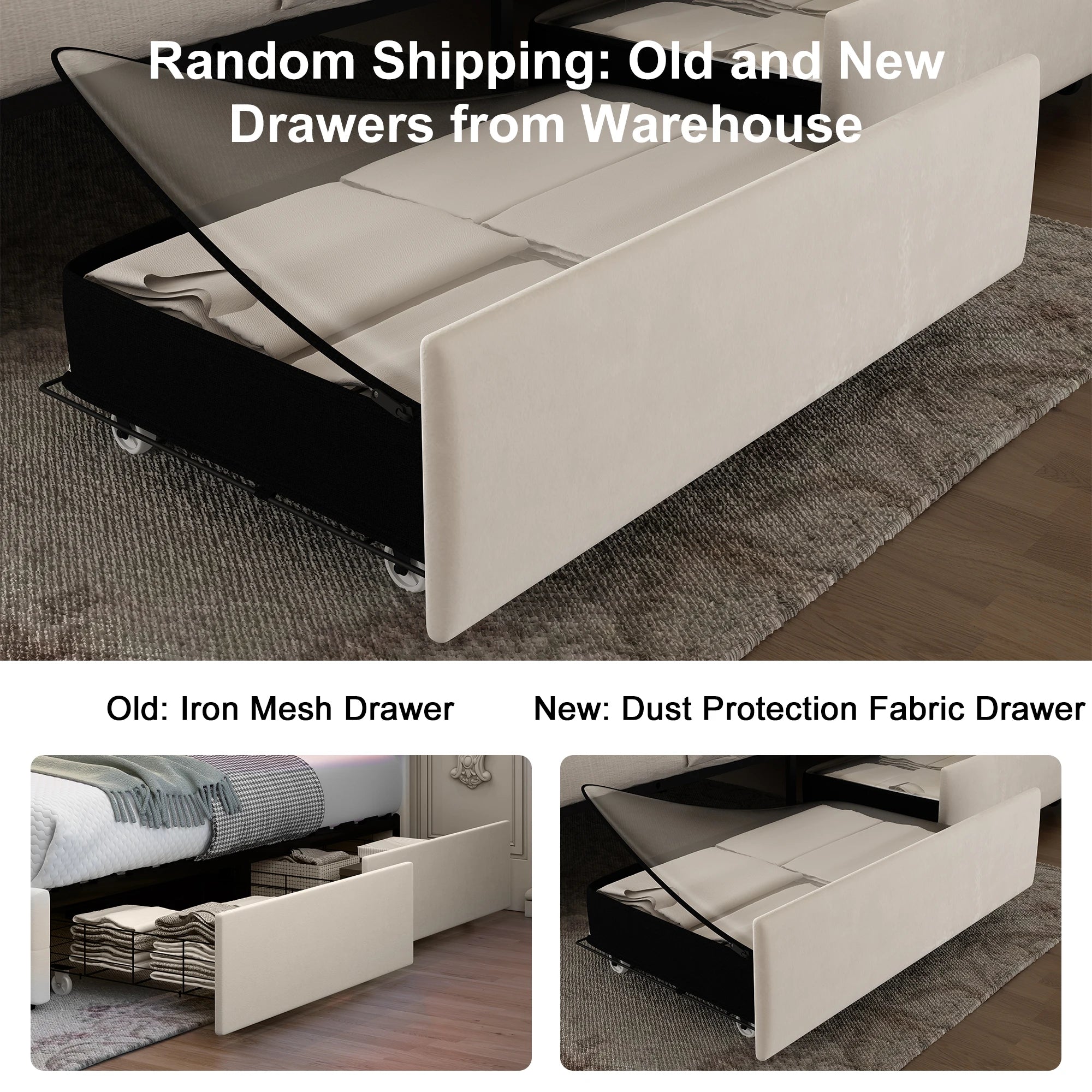 LED Frame, Galaxy Projector, Bluetooth, USB Ports, 4 Drawers, No Box Spring Needed