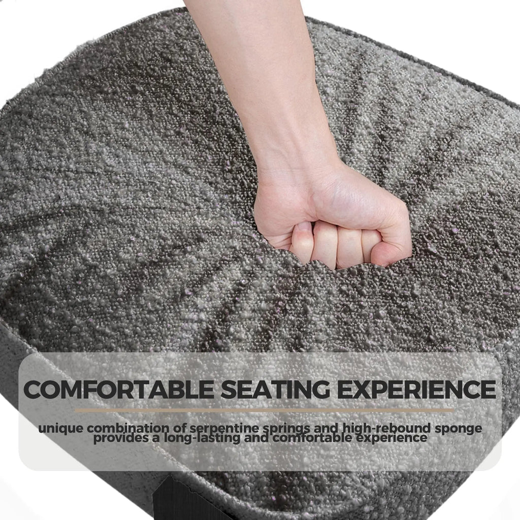 Plush Boucle Set of 2 Chairs, Upholstered Chairs Curved Backrest