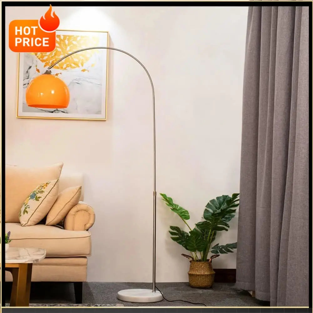 Nordic Orange Acrylic Shade Floor Lamp w/Arc