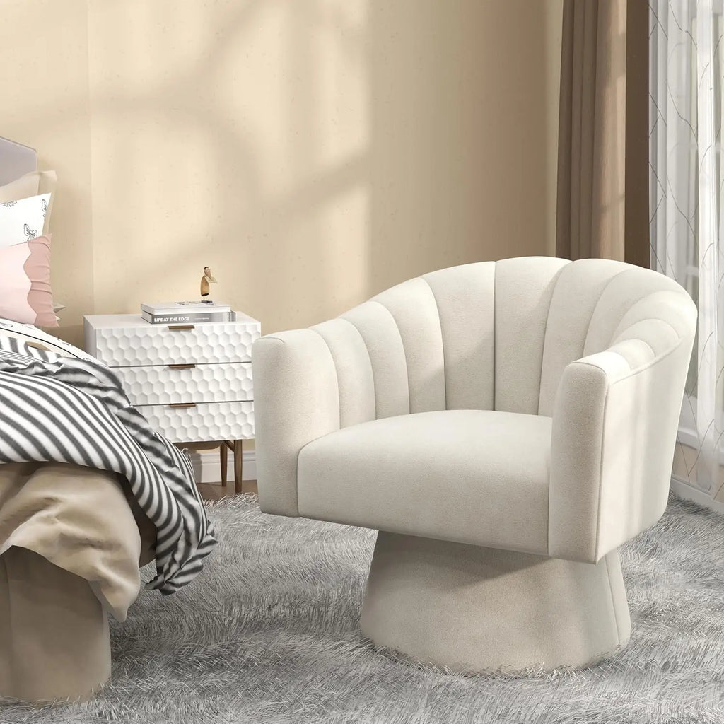 360° Swivel Velvet Upholstered Barrel Chair Set 2 Overstuffed Armchair