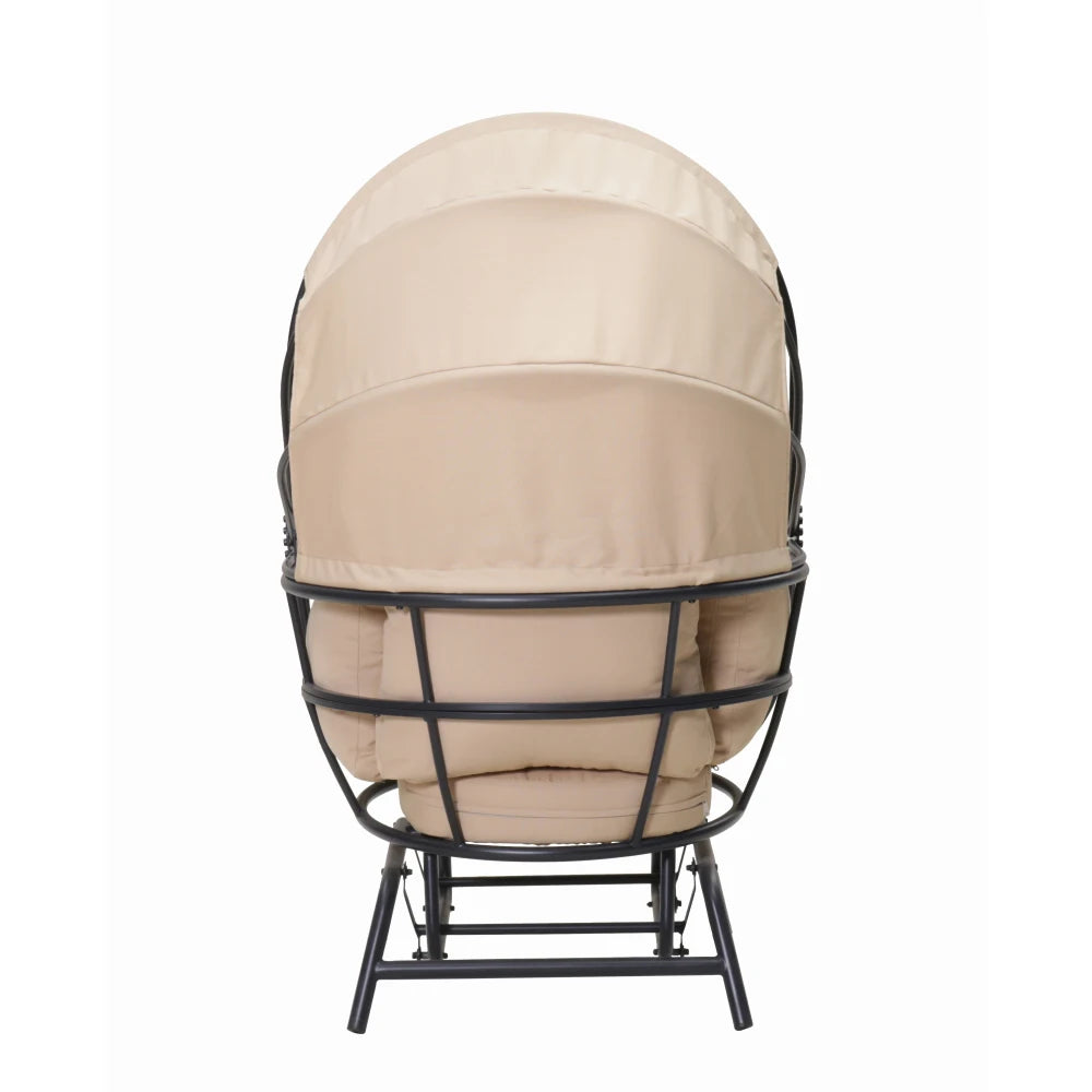 Luxury Egg Chair - Powder-Coated  Steel Frame w/Polyester Cushion, Retractable Canopy