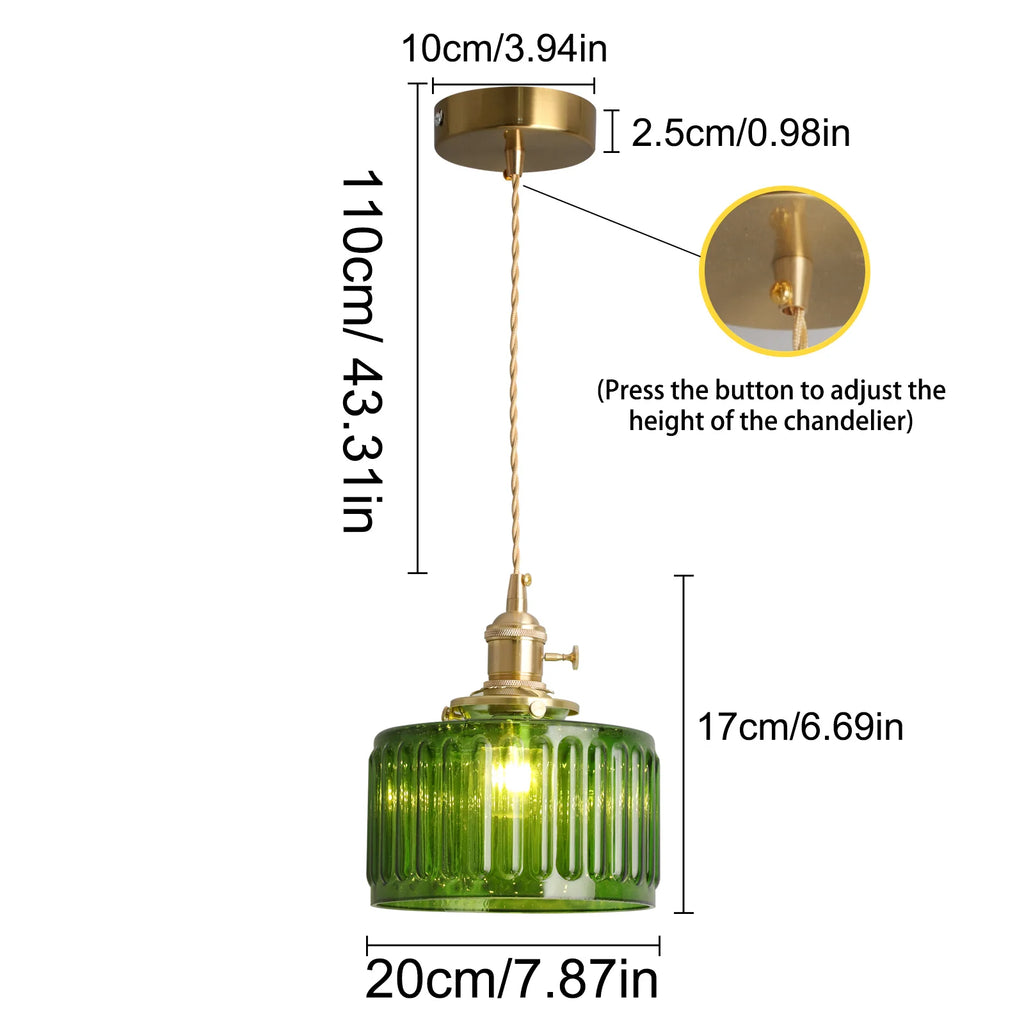 LED Crystal Pendant Light Green Chandelier Modern Hanging Ceiling Lamp