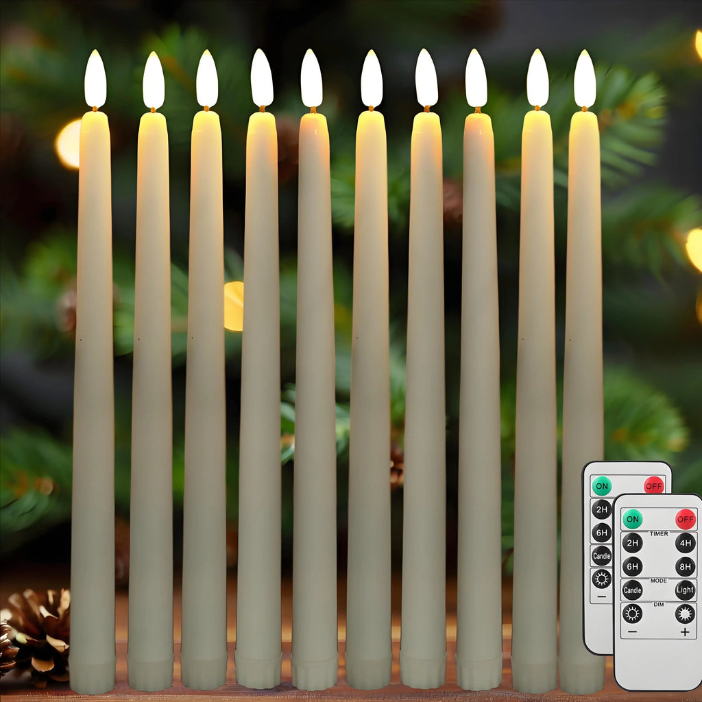 Pack of 12/24Pc LED Flameless Flickering Taper Candles, Remote Battery
