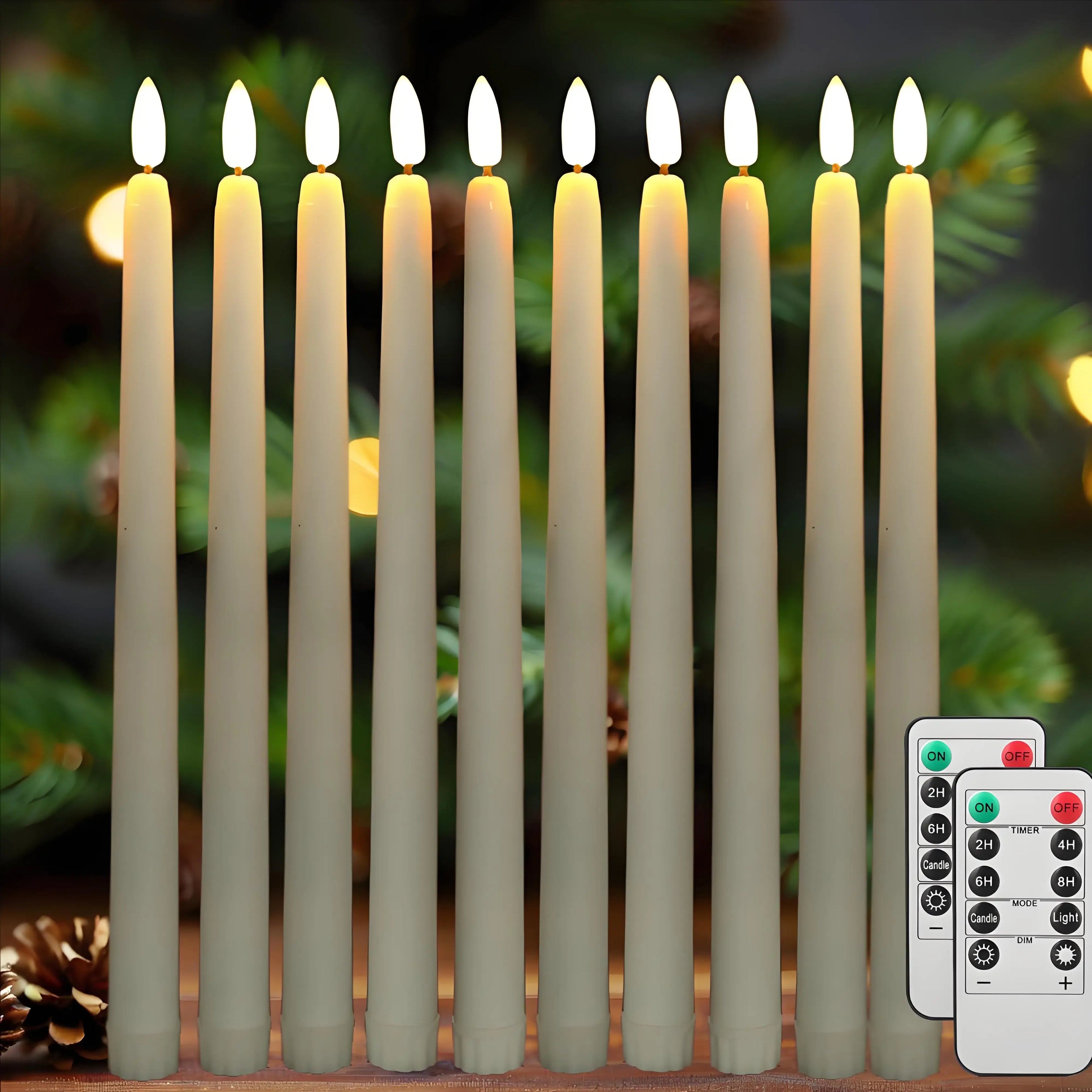 Pack of 12/24Pc LED Flameless Flickering Taper Candles, Remote Battery