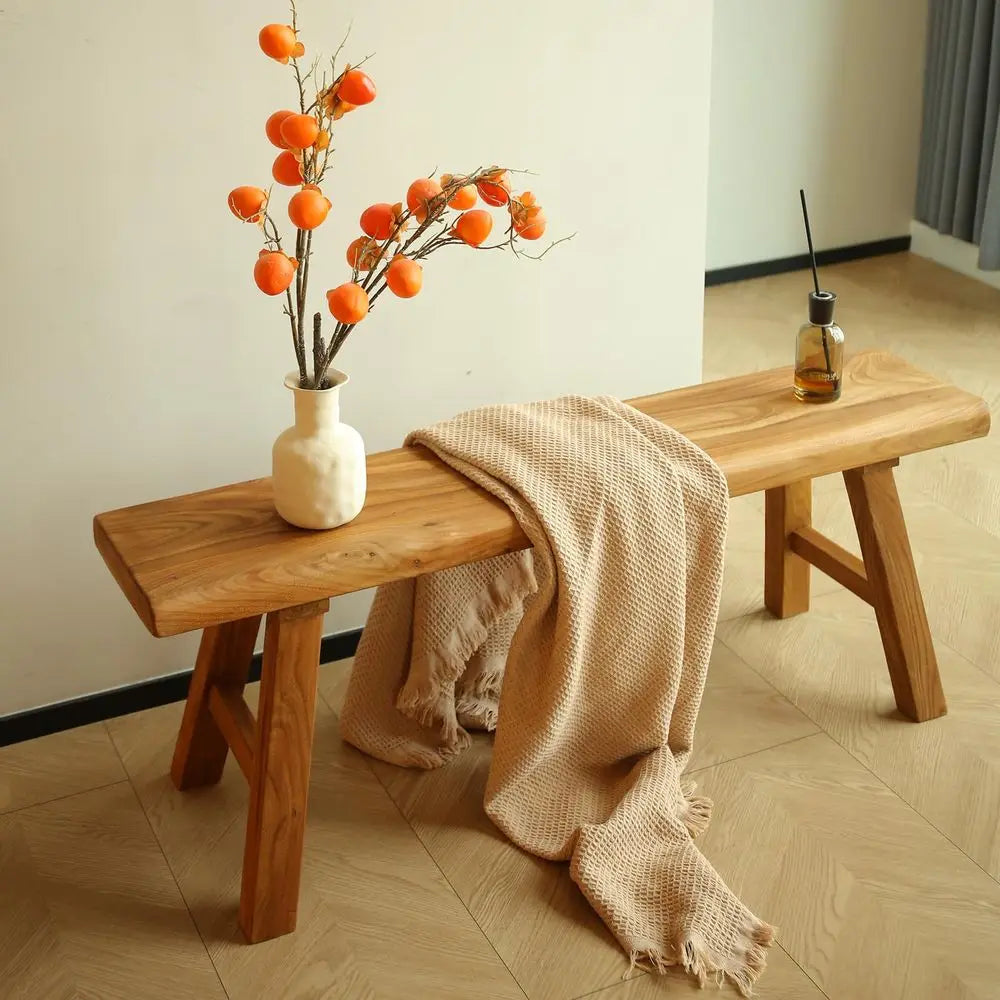 Indoor Rustic Bench, Skinny Bench Extra Thick Solid Wood
