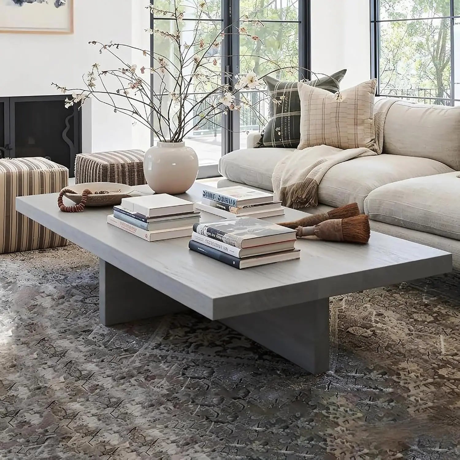 Coffee Table 2” Thick Tabletop, Solid Natural Wood Grain