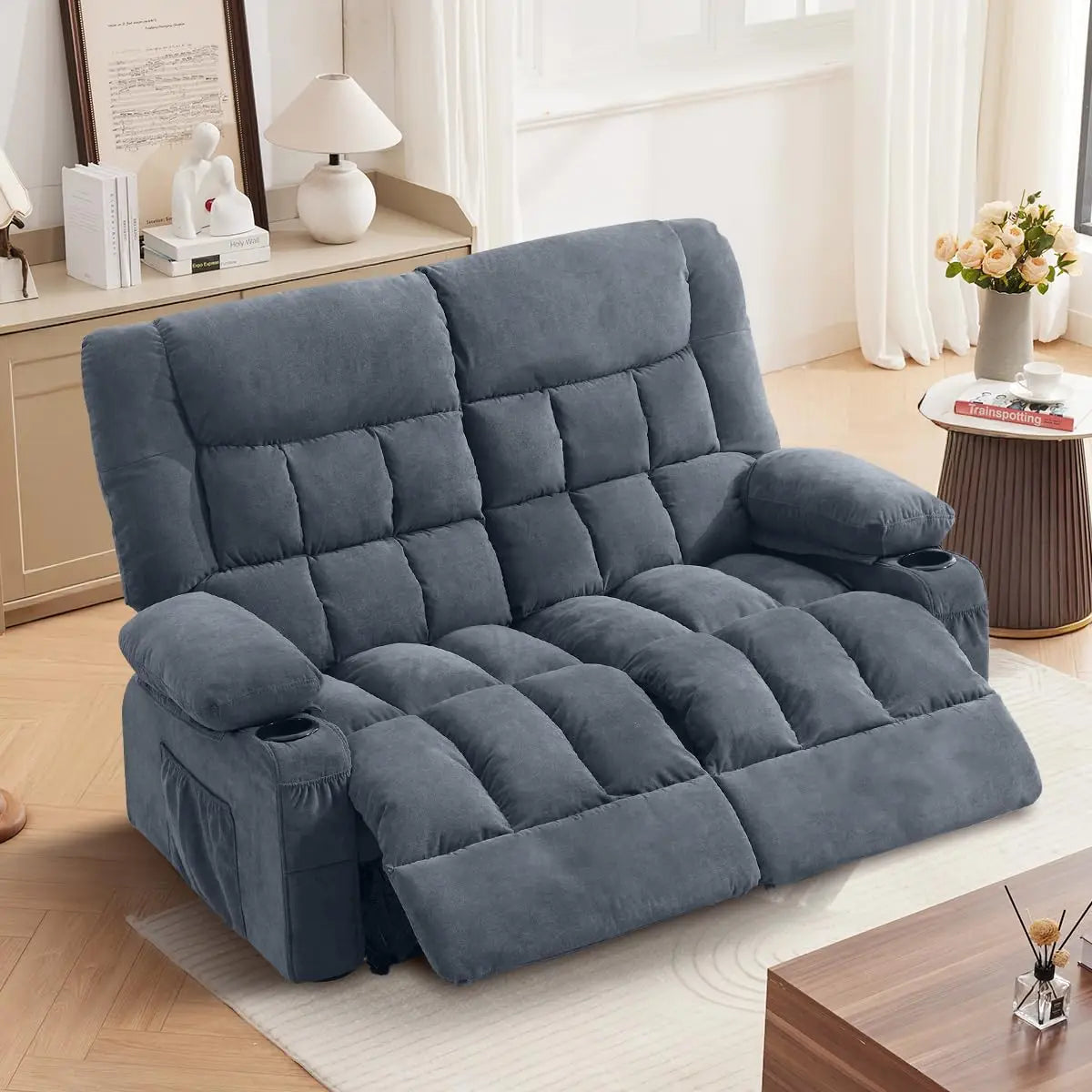 Recliner Loveseat Manual Oversized Recliner Cup Holders Ergonomic