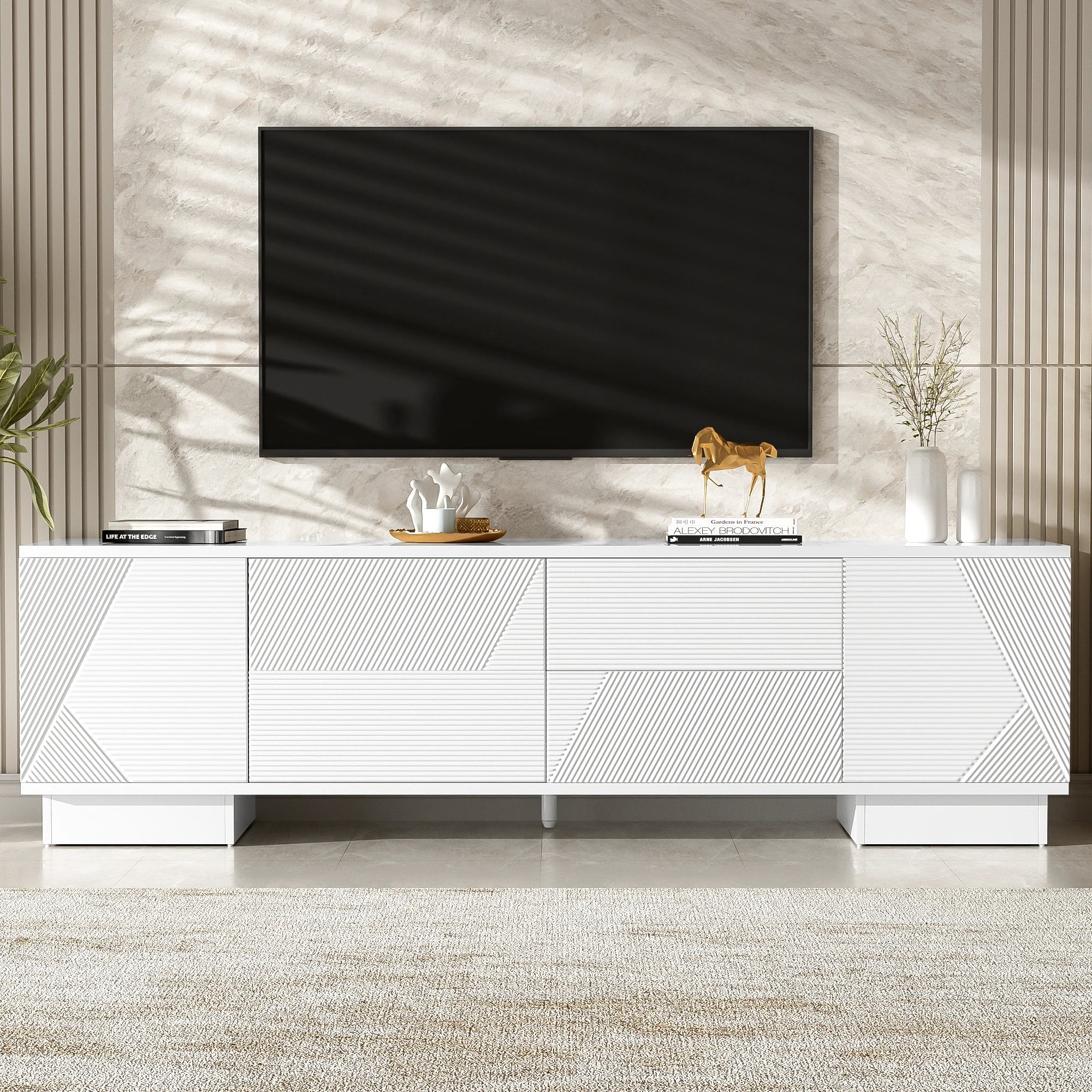 70.8'' TV Stand for up to 75IN TVs, Storage Cabinets, 4 Drawers
