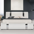 Faux Leather Low Profile Platform Bed Frame Height-Adjustable Headboard