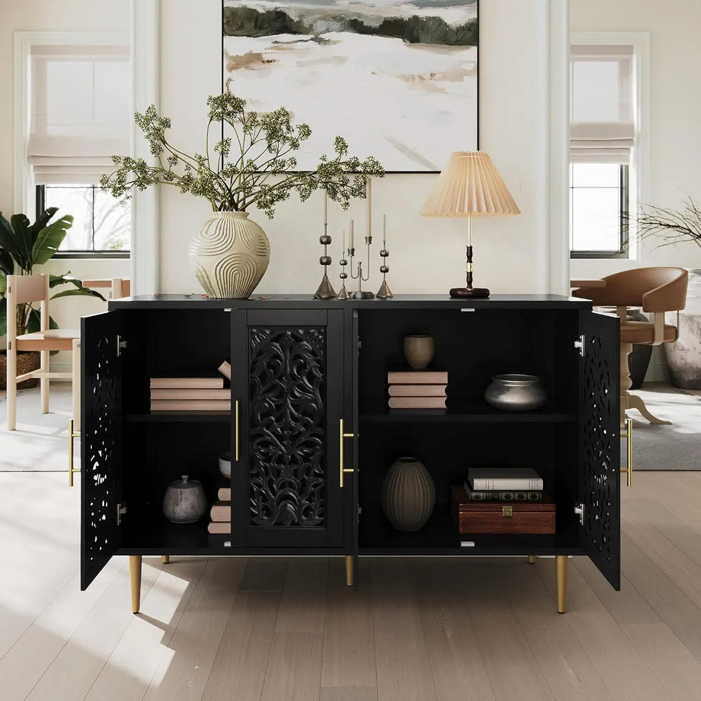 47.8" Accent 4-Door Carving Buffet Cabinet with Storage
