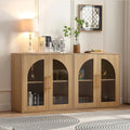 63" Set of 2 Small Buffet Cabinets Arched Glass Doors