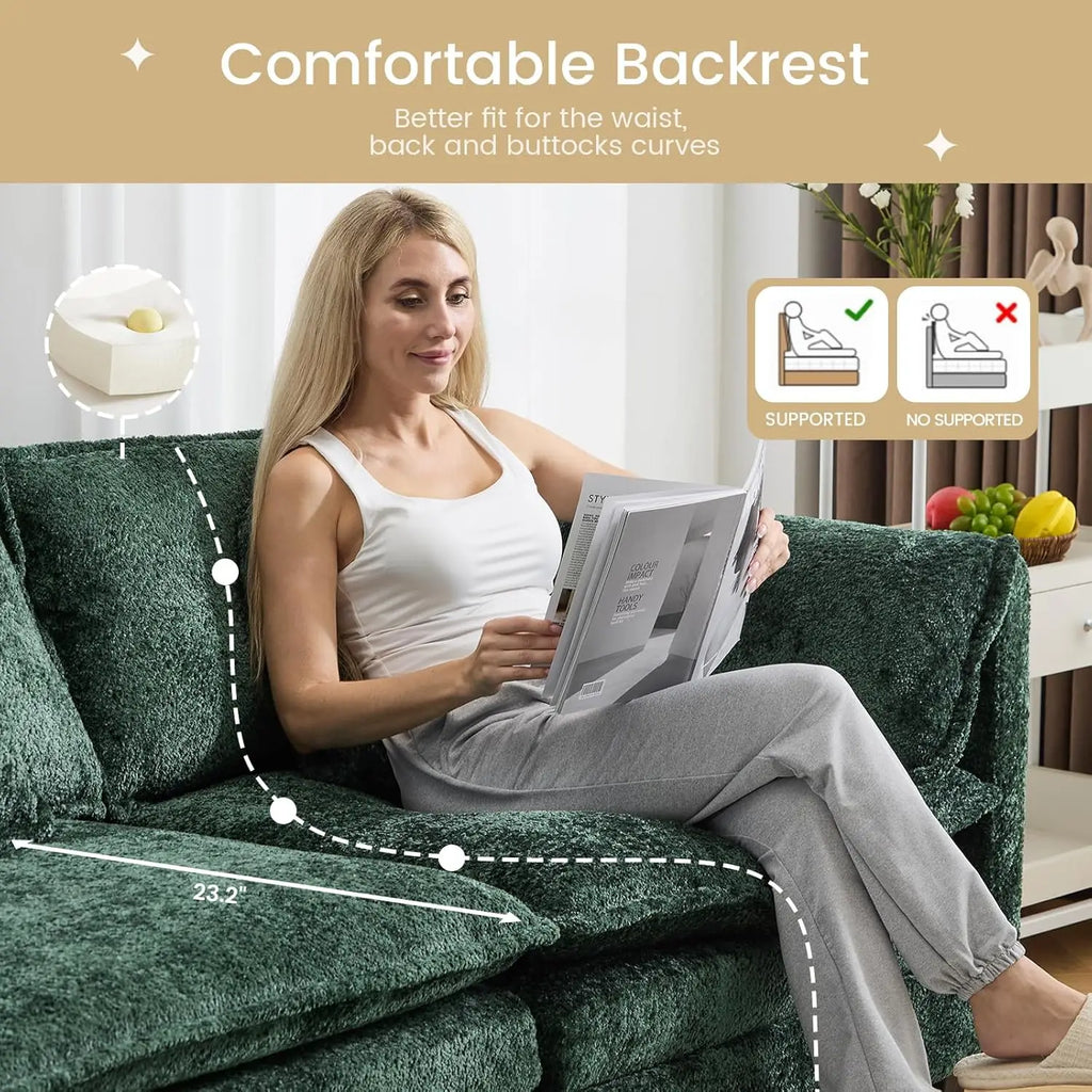 147.8" Cloud U-Shaped Modular Sectional Sofa, Movable Ottoman Deep Seat