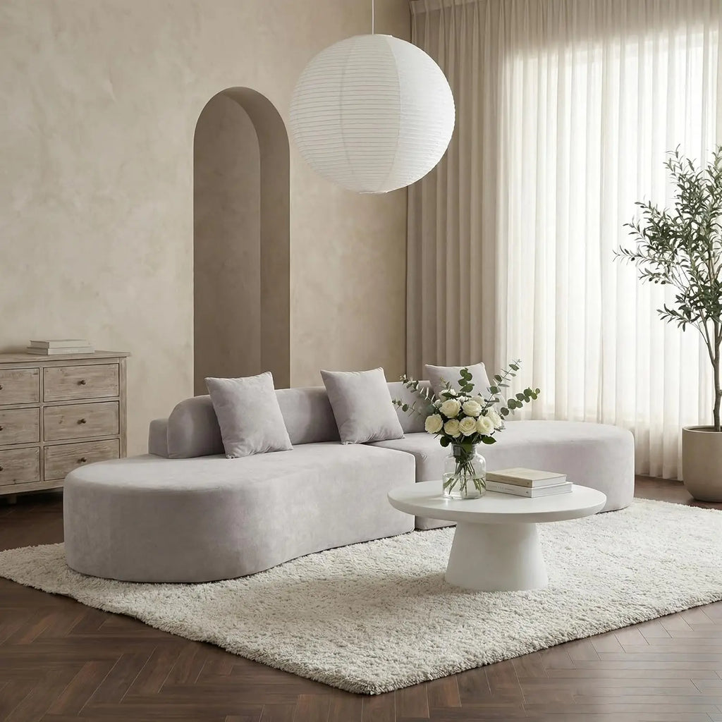 130IN Boneless Cloud Oversized Plush Sectional Modular Curved Sofa