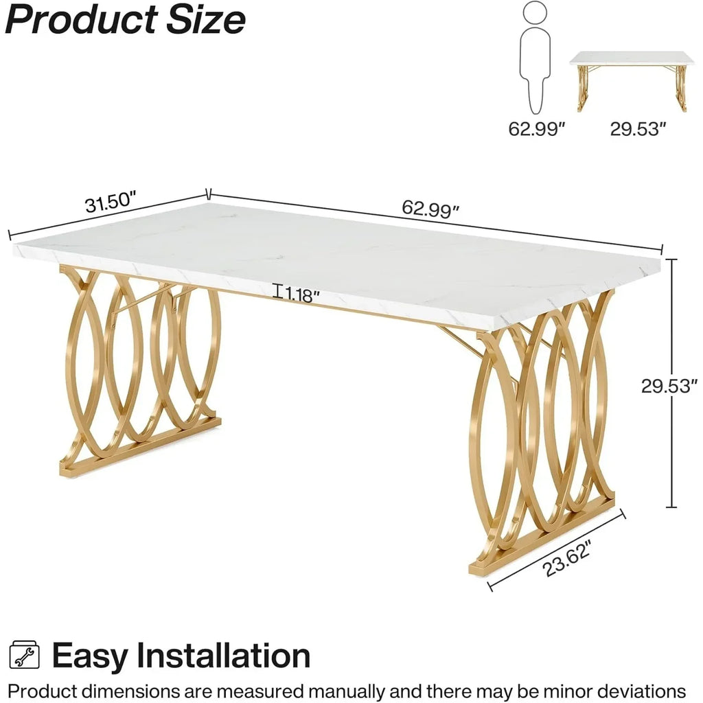 Unique 63" Rectangular Modern Dining Table for 4-6 People,