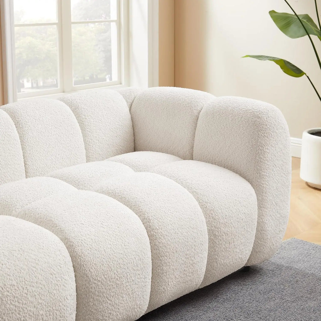 88" Oversized Boucle Fabric Sofa Tufted Deep Seat Couch, 3-Seats