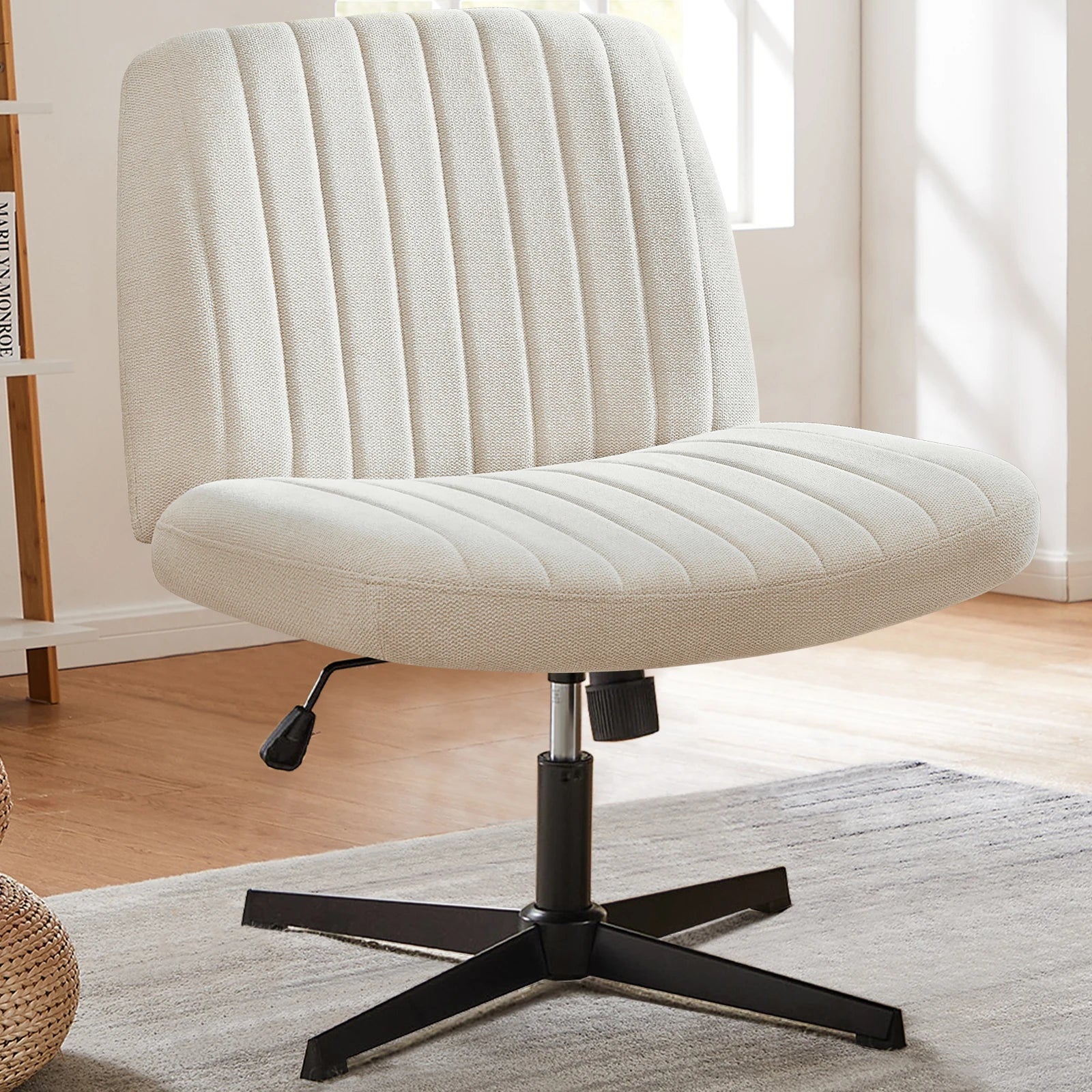 Cross Legged Rocking Gaming Chair Armless Wide Adjustable Swivel