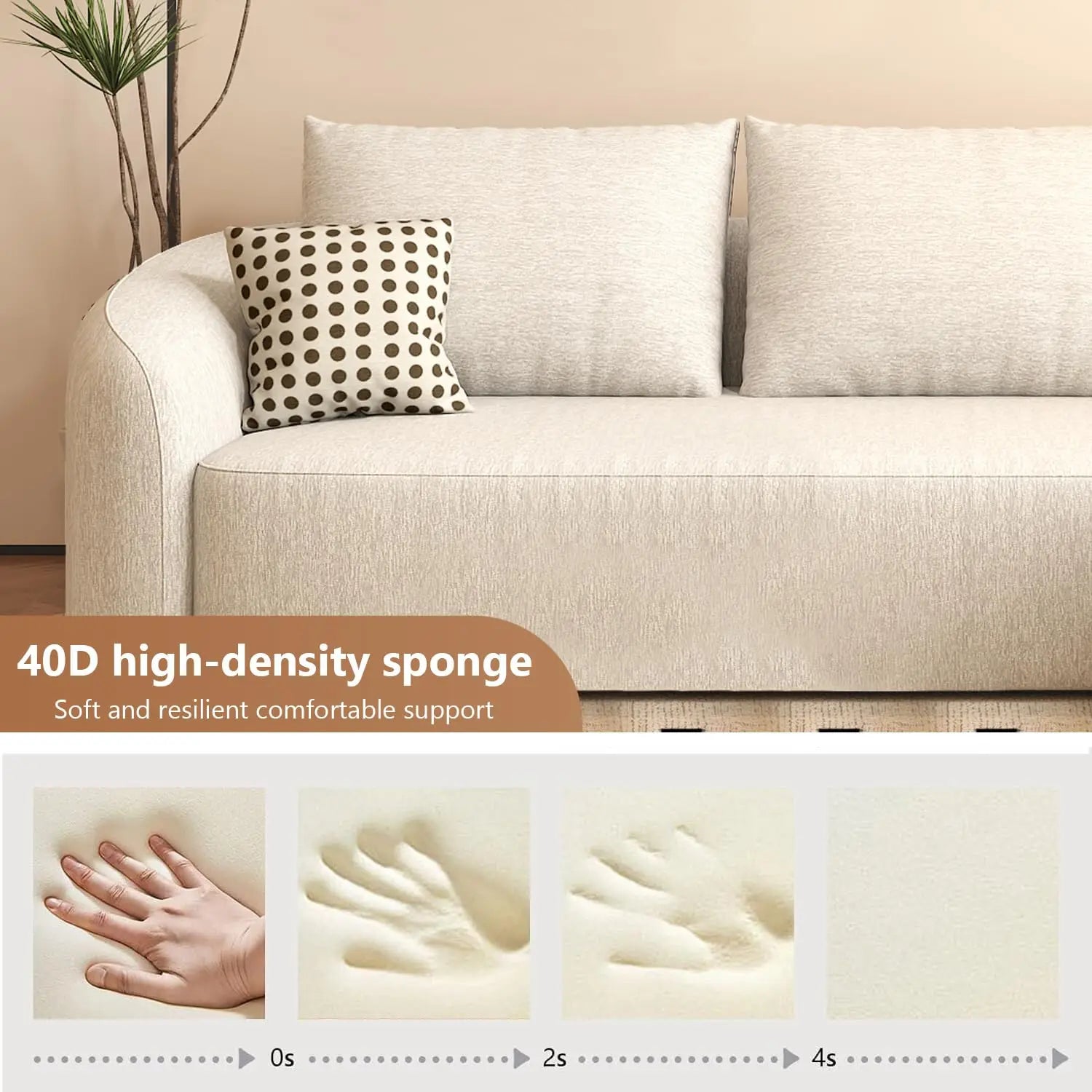 111" Modular Sectional Curved Back Sofa, L-Shape Boneless Cloud Couch