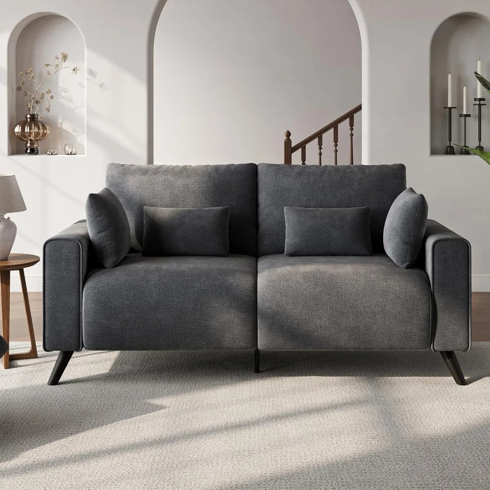Grey Love Seat Couches 2 Seater Couch for Small Spaces
