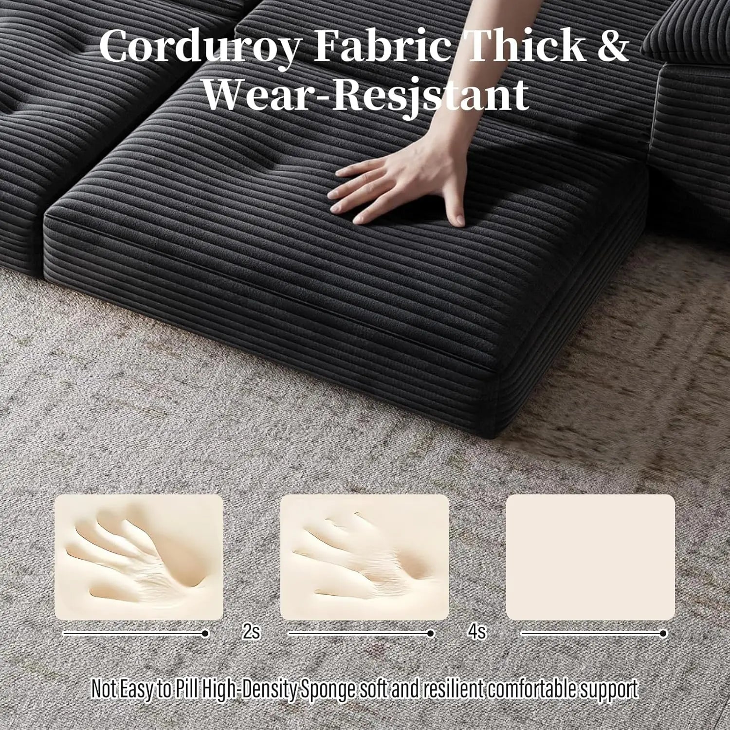 Compressed Convertible Sofa Bed, Thick Corduroy Fabric