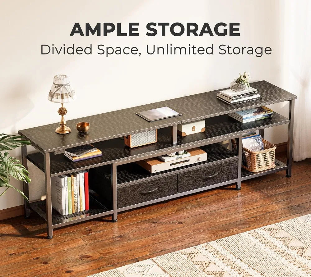 63IN LED TV Stand for 65-70IN TVs, Power Outlets, RGB Lights