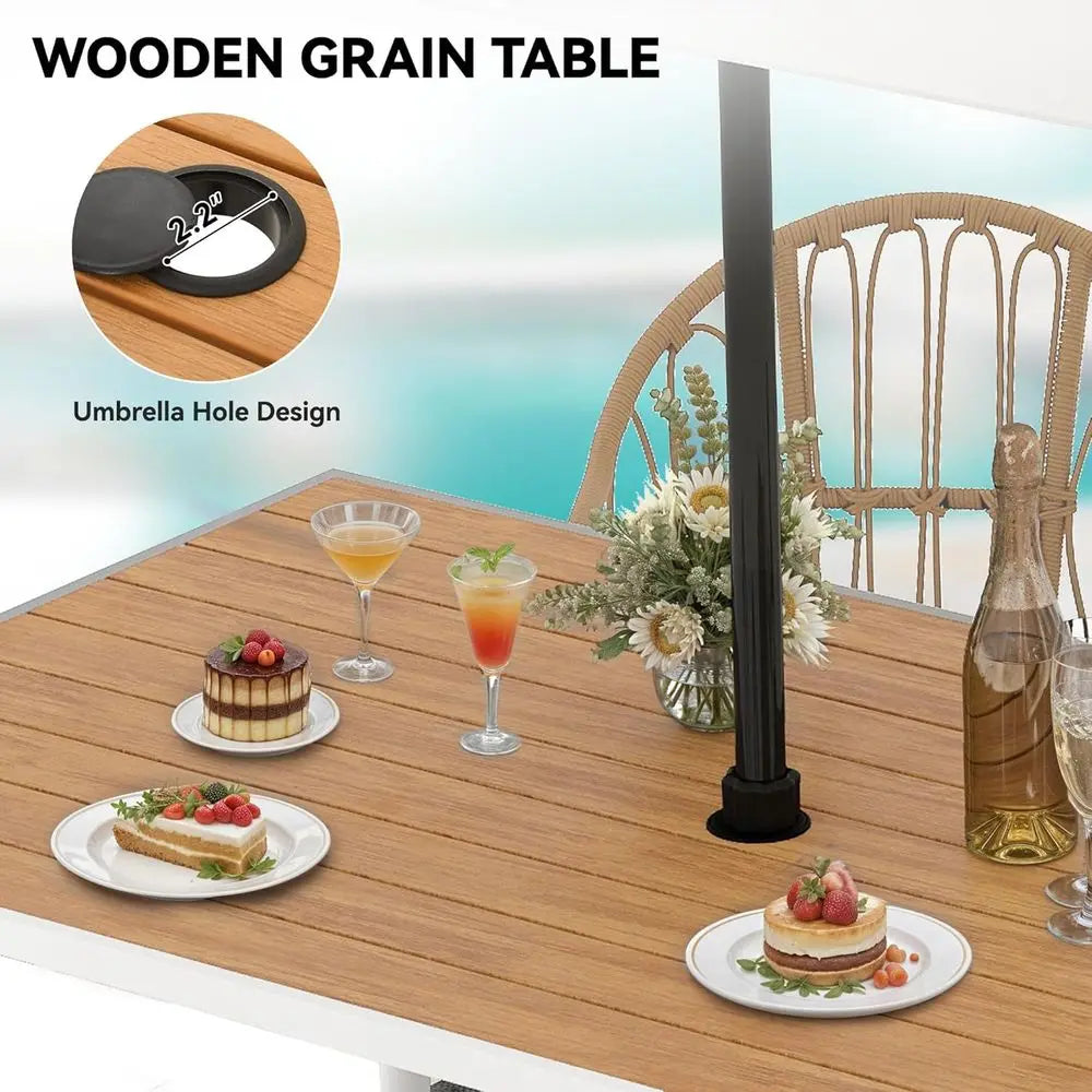 Outdoor 59IN 5-Pc Dining Set, Table and Chairs For 4-6 People