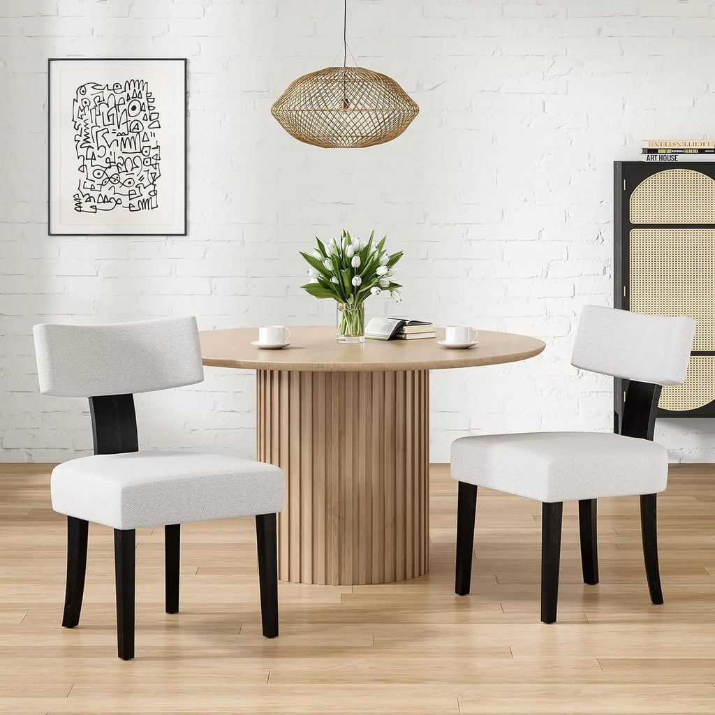 Upholstered Armless 2 Chairs Hardwood Frame Curved Backrest