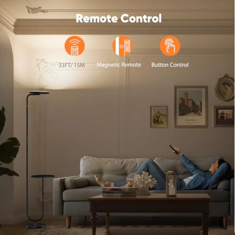 LED Floor Lamp with Table, Super Bright Stepless Dimmable Torchiere Remote Control