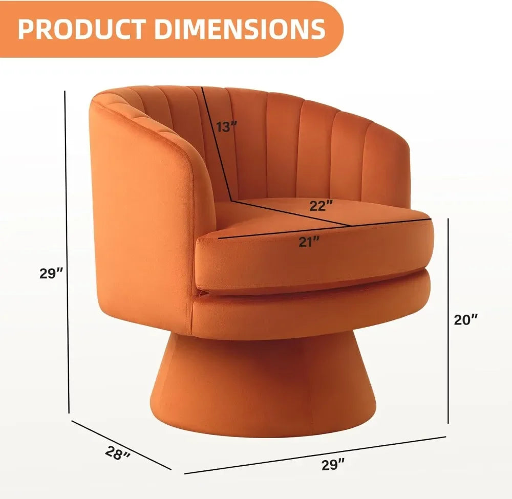 Velvet Barrel Chairs, Set of 2, 360° Swivel Accent Chairs, Armrests