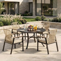 Round Outdoor Dining Set Wicker Rattan Chairs with Umbrella Hole