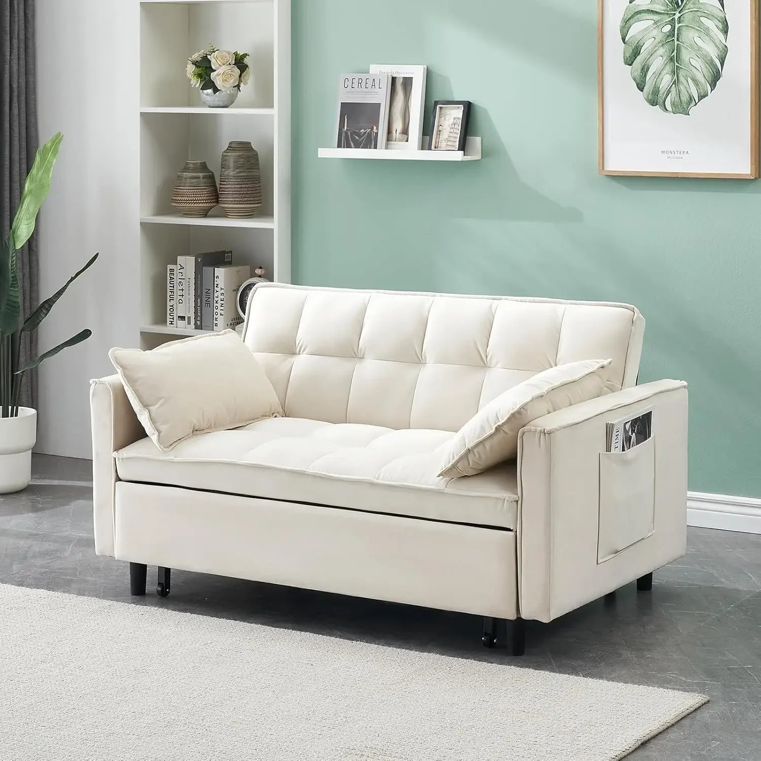 55" 3-in-1 Loveseat Sleeper Sofa Adjustable Reclining Pull Out