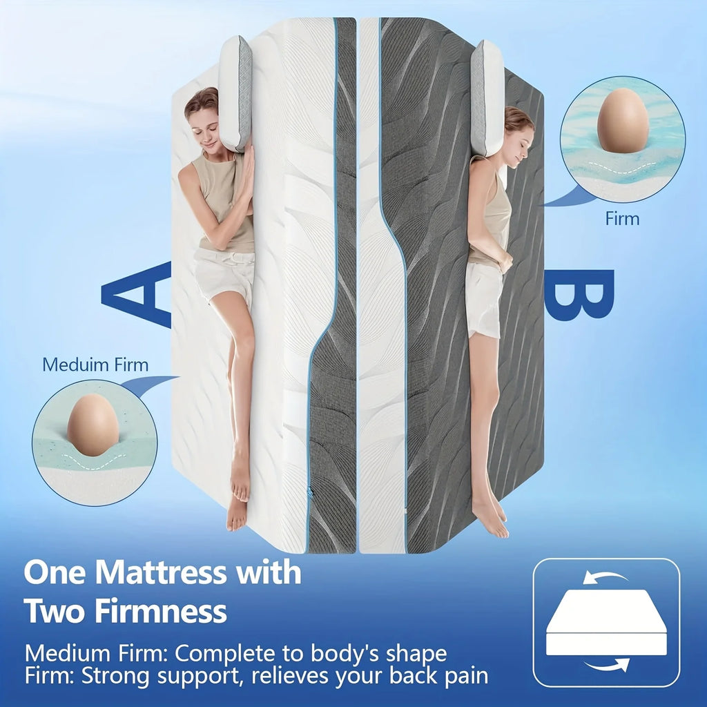 Queen Mattress, 8/10IN Medium - Extra Firm Dual Sides, Flippable