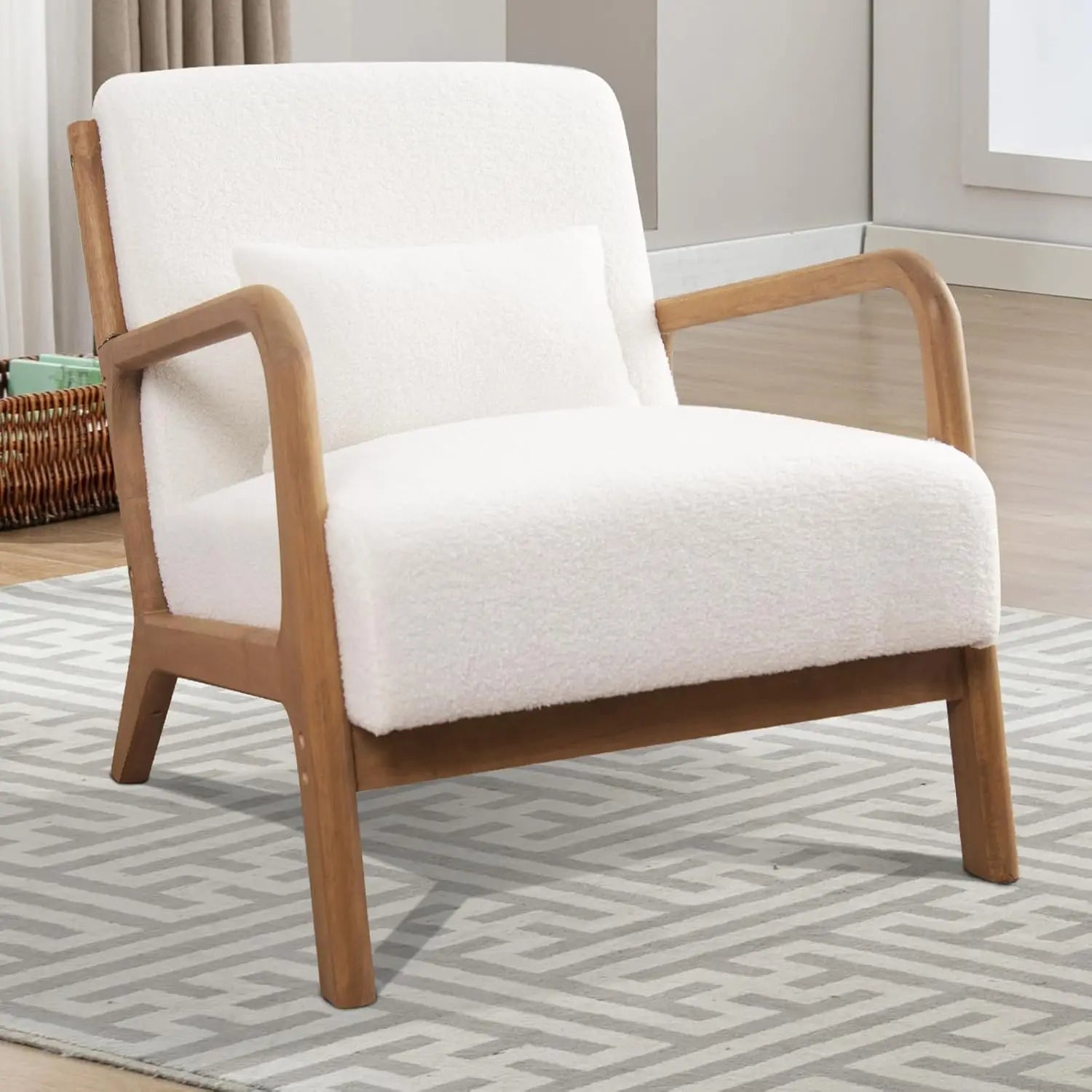 Mid-Century Modern Accent Chair Upholstered with Waist Cushion