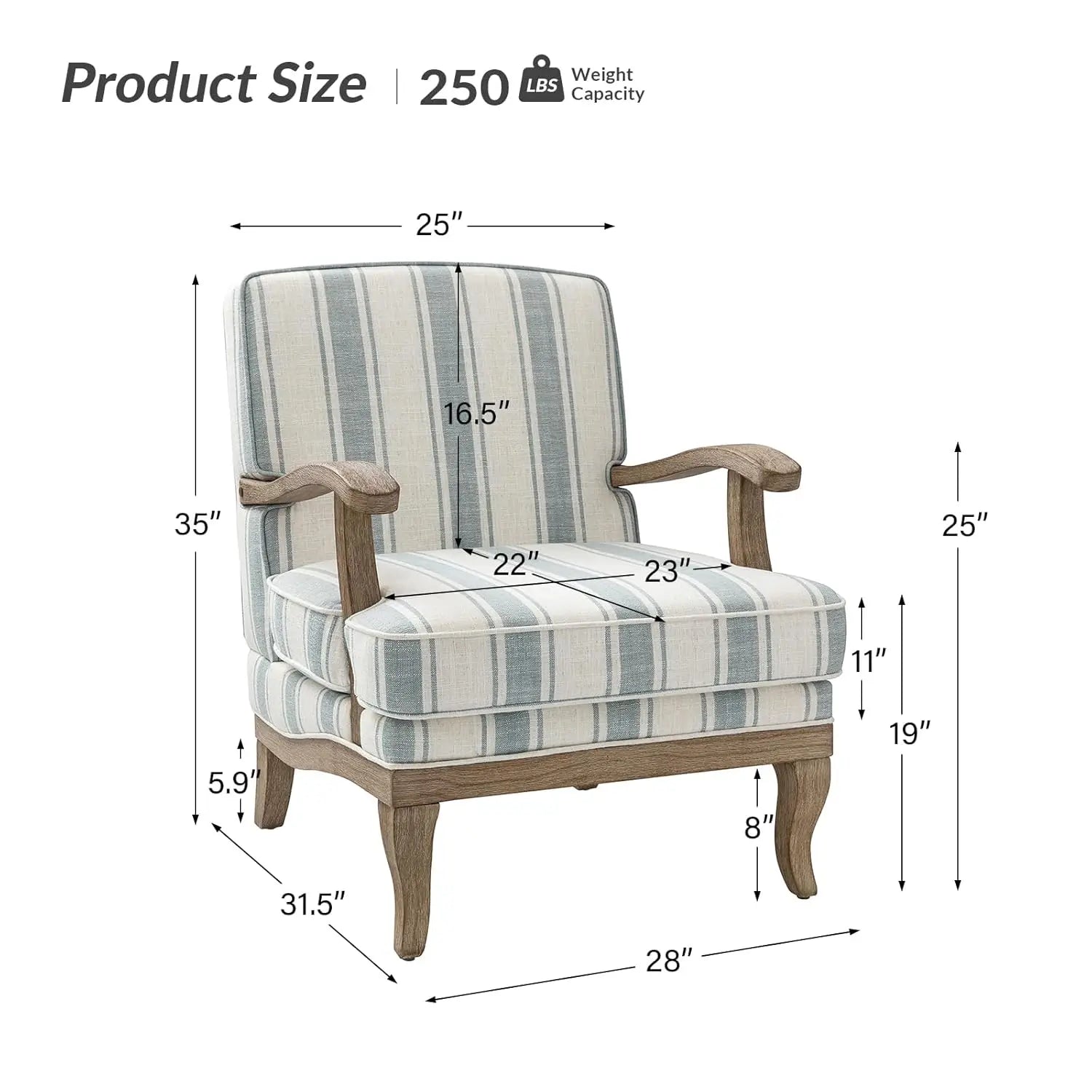 Upholstered Accent Chair with Graceful Curves and Wooden Legs
